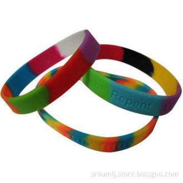Colorful Segmented Silicone Wristband Bracelet , Silicone R
